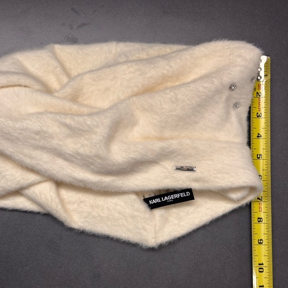 Women’s Karl Lagerfeld Paris Ivory Shawl/Wrap or Scarf with Embellishments - Picture 14 of 14